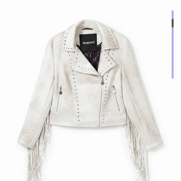 NWT Size 4 Desigual Ramones Westchester Fringe Jacket - Picture 2 of 16